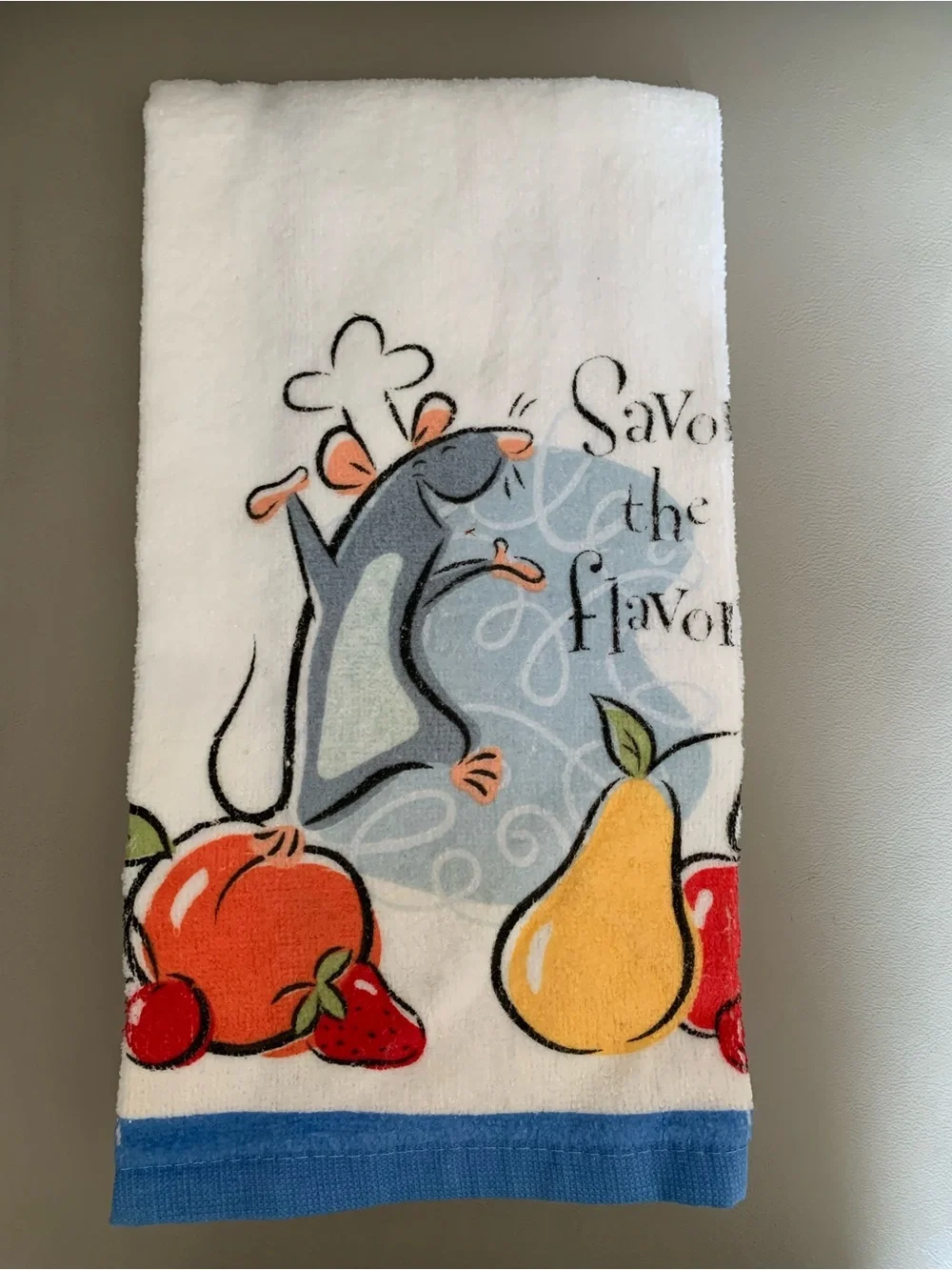 Chef Mouse Fruit Kitchen Towel - White with Yellow, Orange & Blue